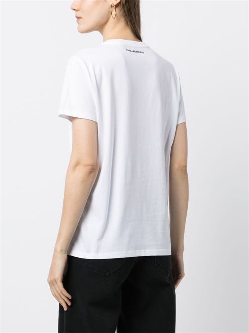 T-shirt donna manica corta con strass Karl Lagerfeld | 230W1772100